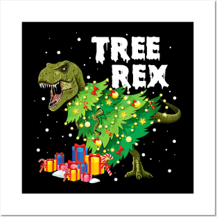 Tree Rex Dinosaur Christmas Tree Costume Gift Boys Girls Kid Posters and Art